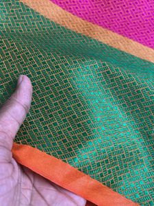 Vibrant Orange Saree with Paisley Border