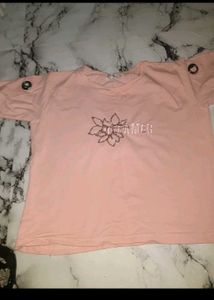 Combo Of Puffed Sleeve Top And Crop Tee