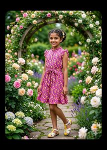 8-10 year Charming Floral Print Dress for Girls