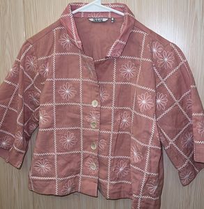 Chic Embroidered Square Patterned Blouse