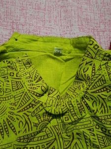 Lime Green Printed Kurta