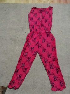 Pink Printed Jump suit