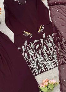 Coffee Brown Embroidered Kurta Set