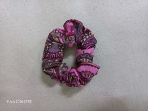 Pink Paisley Print Scrunchie