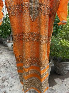 Embroidered Orange Kurta