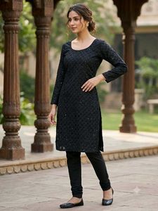 Elegant black Embroidered kurti