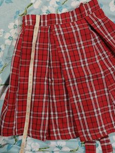 Red Plaid Skater with Suspenders Skirt