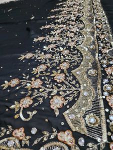 aari tarri  pure copper work Black Saree