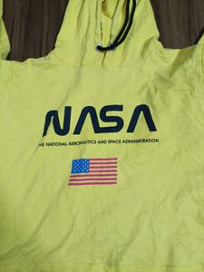 Vibrant Yellow NASA Graphic crop Hoodie..