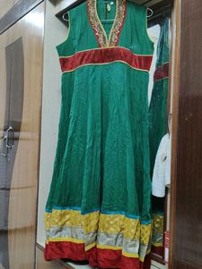 Elegant Green anarkali Kurta Set with pant dup