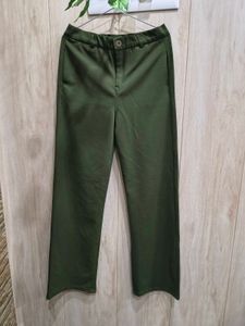 Olive Green Wide Leg Trousers