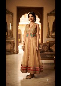 Gold Embroidered Anarkali Kurti