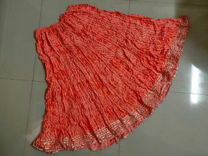 Beautiful Orange Bandhani Skirt