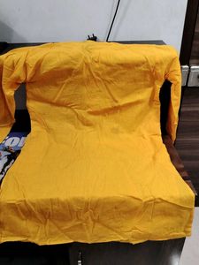 Yellow Cotton Kurta with Embroidery