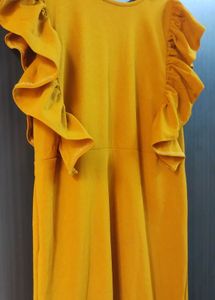Stylish Mustard Yellow Ruffle Dress
