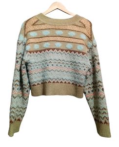 ZARA Cozy Geometric Pattern V-Neck Sweater