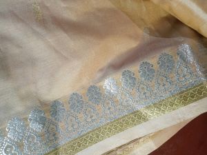 Elegant Peach &amp; Silver Saree