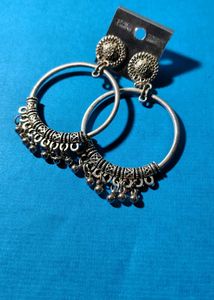Silver Oxidised Bala Earrings with Jhunjhuna