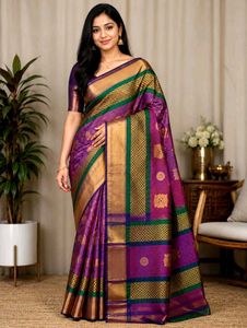 Elegant Silk Saree with Green Border