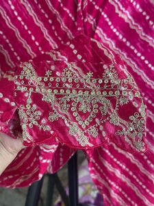 Anarkali Pink Kurta Set Embellishments