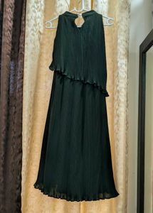 Green Pleated Midi Dress