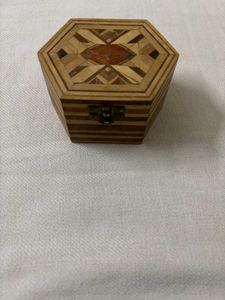 Vintage Hexagonal Wooden Jewelry Box