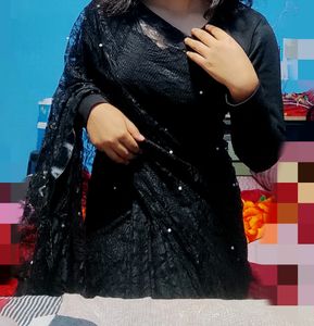 Black Net Saree