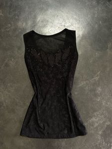 Elegant Black Embellished Sleeveless Top