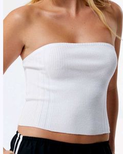 White Ruched Tube Top