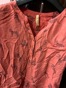 Coral Printed Shirt Top