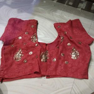 Embellished Coral Saree