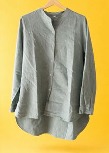 Relaxed Fit Band Collar Shirt