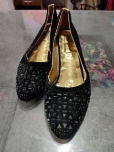 Velvet Black Stone Stylish Heels