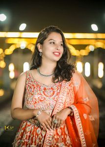 Stunning orange &amp; Silver Embroidered Lehenga