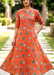 🧡Orange Floral Kurta