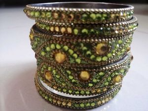 Gold-Tone Rhinestone Bangle Set