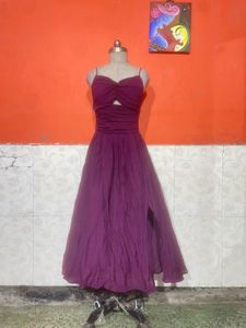 Purple Ruched Cutout Midi Dress