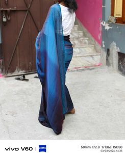 Stunning Blue Ombre Silk Saree