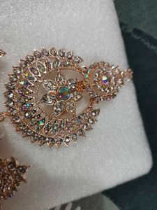 Elegant CZ &amp; Pearl Pendant Necklace &amp; Earrings Set