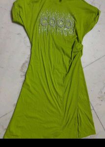 Lime Green Casual T-Shirt Dress