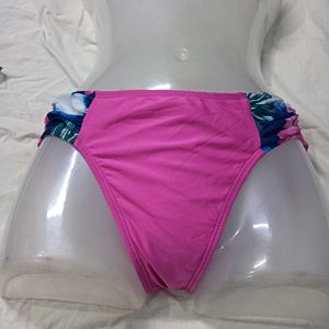 Pink Bikini ⚛️Bottom with Floral Trim