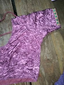 Crepe Embroidered Purple Blouse