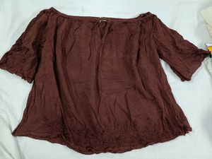 Embroidered Off-Shoulder Kurta