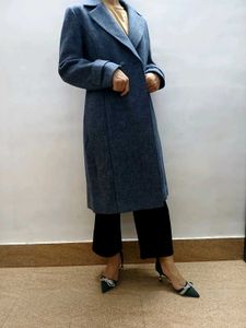 Elegant Bluish Grey Trench Coat