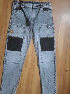 Men's Acid Wash Cargo Jeans