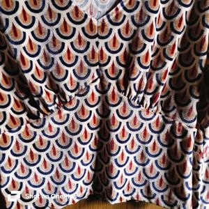Velvet Patterned Long Sleeve Top/blouse