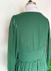 Vintage Cottage Core Ruffled Green Dress