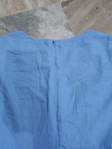 Light Blue A-Line Short Sleeve Dress