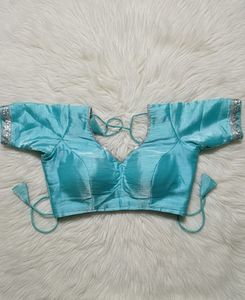 Teal Blouse with Silver Detail