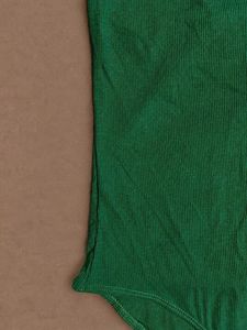 Emerald Green Knit V-Neck Bodysuit